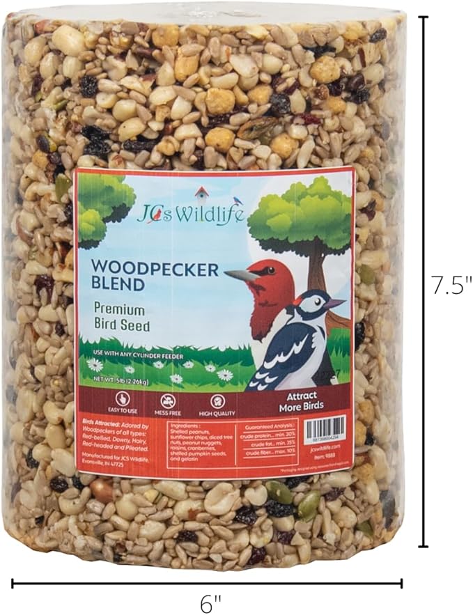 6-Pack JCs Wildlife Woodpecker Blend Bird Seed Large Cylinder, 5 lb