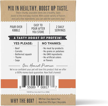The Honest Kitchen Bone Broth POUR OVERS Wet Toppers for Dogs (12 Pack), 5.5 oz - Beef Stew
