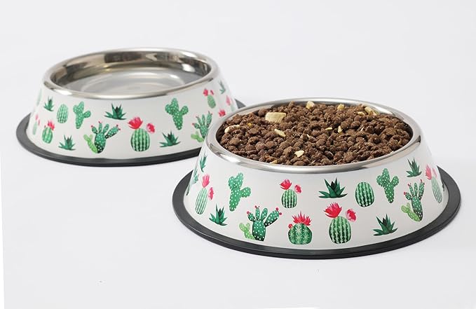 Stainless Steel Dog Bowls, Food and Water Non Slip Anti Skid Stackable Pet Puppy Dishes for Small, Medium and Large Dogs (2 Pack)