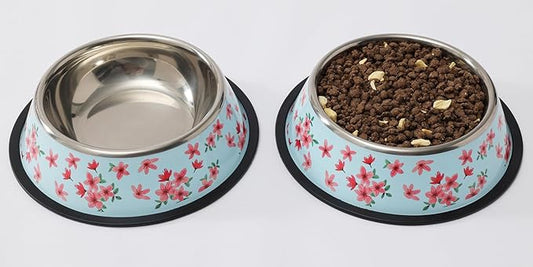 Stainless Steel Dog Bowls, Food and Water Non Slip Anti Skid Stackable Pet Puppy Dishes for Small, Medium and Large Dogs (2 Pack)