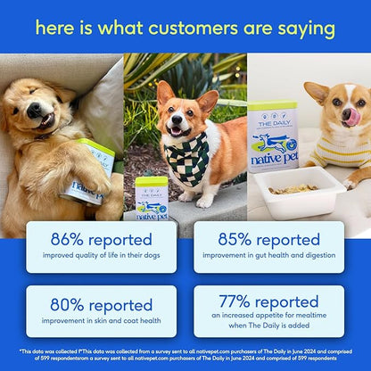 Native Pet Dog Vitamins & Supplements - 11-in-1 Multivitamin Powder for Dogs Food Topper - Collagen, Glucosamine, Probiotics, Omega & More- Supports Healthy Gut, Mobility & Overall Health -30 Scoops