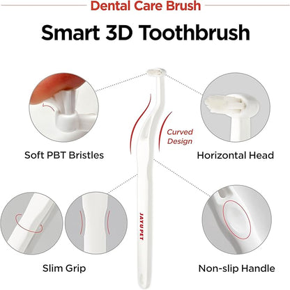 JAYU PET Dental Care Brush (Soft Bristles) 3ea - Dog Toothbrush, Cat Toothbrush, Dental Care for Kitten and Small Dogs, Removing Old Plaque and Tartar, Cat Teeth Brushing & Easy Cleaning