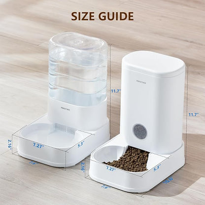 PAWGETHER® 2 Pack Gravity Cat Feeder and Water Dispenser 1 Gallon/3.5L Automatic Cat and Dog Feeder and Waterer with Pet Food Bowl for Puppy Kitten