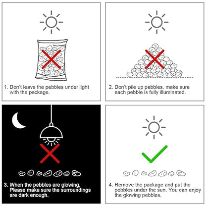 100pcs Glow in The Dark Pebbles Stones, DIY Decorative Luminous Stones, Blue Glowing Rocks for Garden Lawn Yard, Walkway, Pathway, Potted Plants, Fish Tank, Aquarium