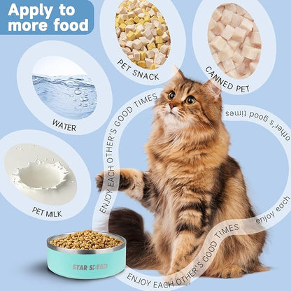 StarSpeed 42oz Stainless Steel Dog Bowls with Rubber Bottom Non-Slip Double Wall Metal Outdoor Dog Food and Water Bowls Weighted Insulated Pet Feeding Bowl for Small,Medium Sized Dogs or Cats