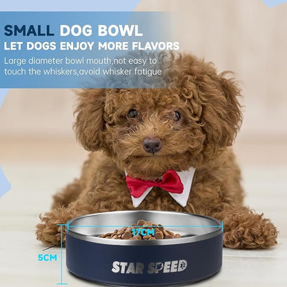 StarSpeed 24oz Stainless Steel Dog Bowls with Rubber Bottom Non-Slip Double Wall Metal Outdoor Dog Food and Water Bowls Weighted Insulated Pet Feeding Bowl for Small,Medium Sized Dogs or Cats