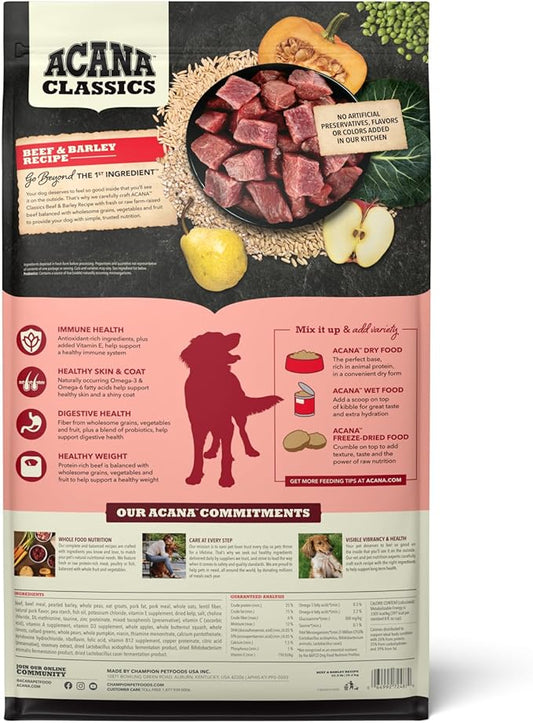 ACANA Classics Dry Dog Food Beef and Barley Recipe 22.5lb Bag