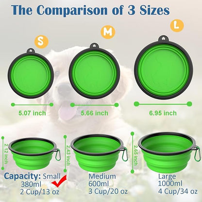 Takfox Collapsible Dog Bowls [5 Pack] 13 oz, Travel Dog Bowls, Pet Bowl Portable Foldable Water Food Feeding Dishes with Carabiner Clip for Traveling Hiking Walking