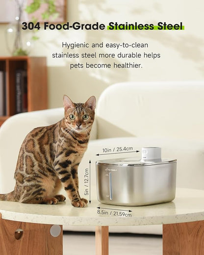 Cordless Cat Water Fountain Stainless Steel 4.5L +3L Automatic Cat Feeder, 5G & 2.4G Wi-Fi Cat Food Dispenser Pet Feeder Set, Pet Dry Food, 1-10 Meals Per Day