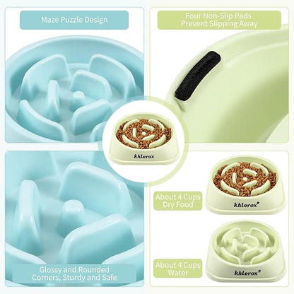 2 Pack Slow Feeder Dog Bowls for Healthy Eating, Non-Slip and Anti-Choking Design, Reduces Bloating & Overeating for Large Dogs, Easy to Clean