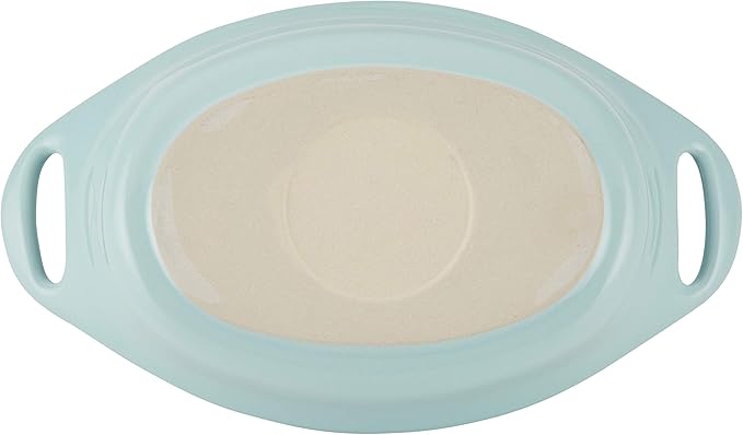 Rachael Ray Solid Glaze Ceramics Au Gratin Bakeware / Baker Set, Oval - 2 Piece, Light Blue