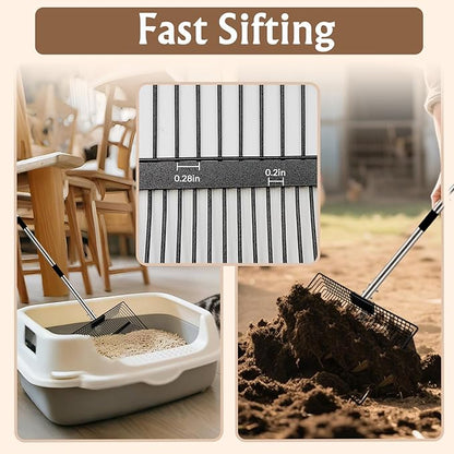 12inch Large Chicken Poop Scooper,With24 to 67" Stainless Steel Handle，Ideal for Chicken Coops, Pet Areas, and Farm Cleanup (12" Width)