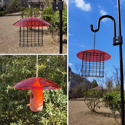 8" Mini Weather Guard for Bird Feeder - 2 PC x Small Protective Dome Cover Against Rain/Snow/Sun - Red Dia. 20CM