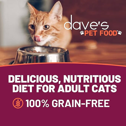 Dave's Pet Food Grain Free Wet Cat Food Pate (Turkey), Made in USA Naturally Healthy Canned, Added Vitamins & Minerals, Carrageenan-Free, 5.5 oz Cans (24 Pack)