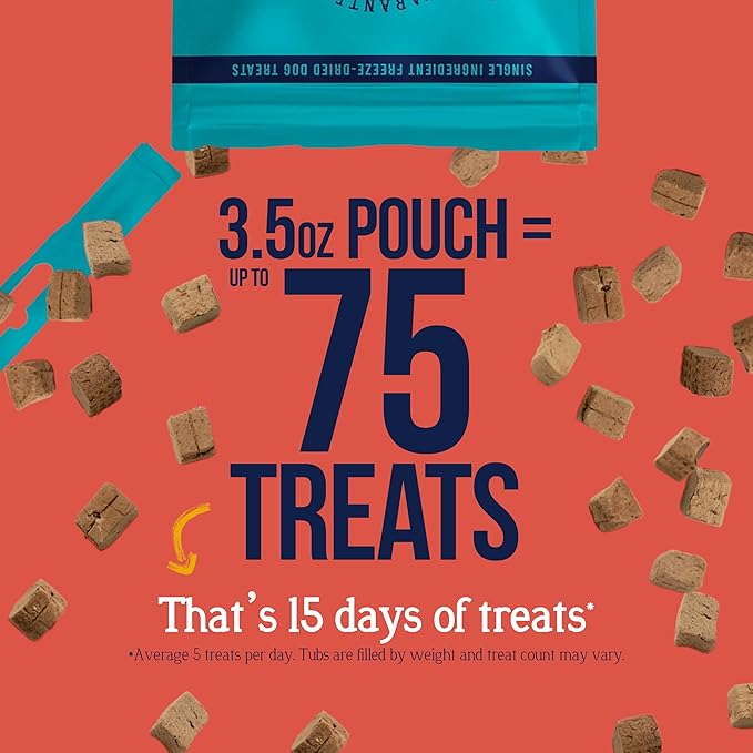 Stewart Single Ingredient Freeze Dried Raw Dog Treats, Beef Liver, 3.5 Ounce, Approx. 75 Pieces per Resealable Pouch, Training Treats or Meal Topper, High Protein, Grain Free, Gluten Free