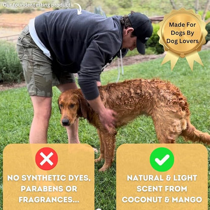 Back 40 Dogs Natural Pet Shampoo - No. 40 Premium 6 in 1 Oatmeal Shampoo for Dogs - Moisturize, Deodorize & Soothe Sensitive Skin - Coconut, Aloe & Almond Oil Dog Wash & Pet Care