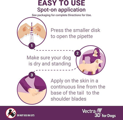 Vectra 3D for Dogs Flea, Tick & Mosquito Treatment & Prevention for Large Dogs (56 to 95 lbs) , 3 month supply