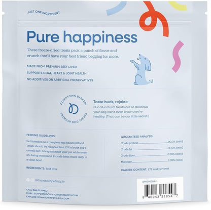 Downtown Barkery Freeze Dried Dog Treats - Single Ingredient, Low Calorie, Rich in Vitamins and Minerals - All Natural - Freeze Dried Beef Liver Dog Treats, 10 Oz