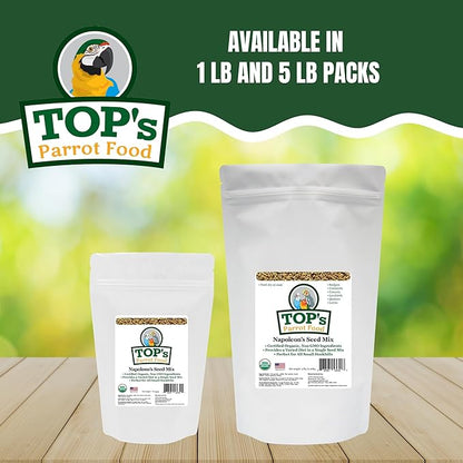 TOP's Napoleon's Seed Mix for All Small Hookbills, Non-GMO, Soy Free, Corn Free, USDA Organic Certified, 1 lb