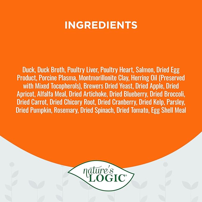 Nature's Logic Wet Can Cat Food - Feline Duck & Salmon Feast 95% Animal Ingredients - No Synthetic Vitamins, Minerals or Artificial Additives, 100% Natural, Grain-Free- Duck & Salmon (5.5 oz, 24 pack)