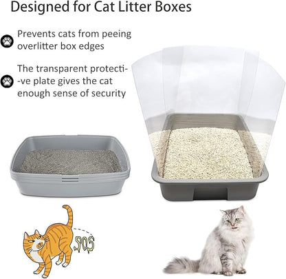 3PCS Cat Litter Box Pee Shields,Transparent Easy Clean Splash Guard for Open Top Litter Pan 14.5×11.5in- Litter Box Not Included(3PC)