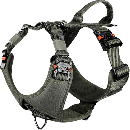 ICEFANG Dog Strap Harness with 4 x Metal Buckles,for X-Large Sized Dog,K9 Vest,Y-Shape Chest,Adjustable Pet Harness,No-Pull Front Leash Clip (X-Large (Pack of 1), Green)