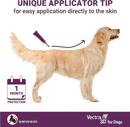 Vectra 3D for Dogs Flea, Tick & Mosquito Treatment & Prevention for Large Dogs (56 to 95 lbs) , 3 month supply