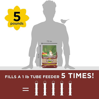 Audubon Park Sunflower Hearts & Chips Wild Bird Food, No Mess Sunflower Seeds for Birds, 5-Pound Bag