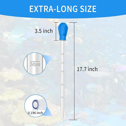 2 Pieces Long Pipette for Fish Tank Coral Food Feeder Long Syringe Reef Coral Food Spot Feeder Tube for Reef Aquatic Plant Spider Snake Lizard