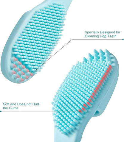 Coomazy Dog Finger Toothbrush, Dog Tooth Brushing Kit with Food Grade Silicone, Easily Clean Teeth Dirt, Suitable for Medium and Large Dogs, 2-Packs, Blue+Pink