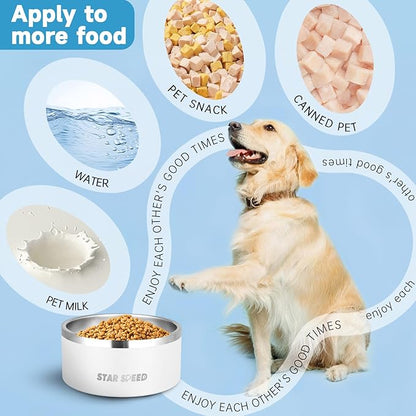 100oz Large Stainless Steel Dog Bowl. Extra Large Water Bowls for Large Dogs with Rubber Bottom, Drop Resistant and Durable, Keeps Cold, Fits Different Size Big Dog Food Bowls.(100 OZ, White)