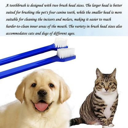 200PCS Pet Toothbrush Set, 5 Colors Dual-Ended Dog Cat Tooth Brushes Bulk for Small Medium Large Dogs Cats, Soft Bristles Teeth Cleaning Kit for Cat Dog Puppy Kitten Dental Care Fresh Breath