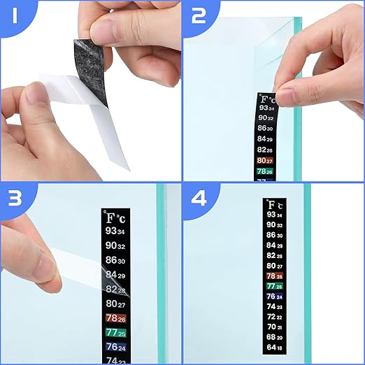 AQUANEAT 6 PCS Aquarium Thermometer Strips, Fish Tank Thermometer Sticker, Terrarium Water Temperature Test (5.13" x 0.71")