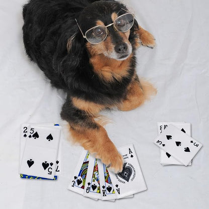 15PCS Funny Poker Dog Toys- Plush Interactive Toys with Crinkle Paper for Small, Medium Puppies- Fun Novelty Play- Cool Stuffed Gifts for Dog Birthday(Black)