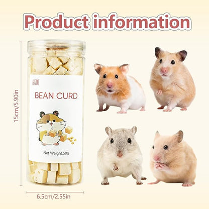 Abizoo Freeze Dried Tofu for Hamsters High Protein Low Fat & Balanced Minerals Grain Free Single Ingredient Natural Treats Enrichment Snacks for Rabbits, Guinea Pigs & Small Pets