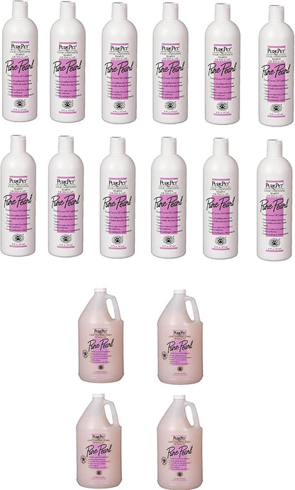 Case Prices Pure Pearl Luxury Conditioning Dog Cat Shampoo Concentrate by PurePet (16 oz Case - 12 Bottles)