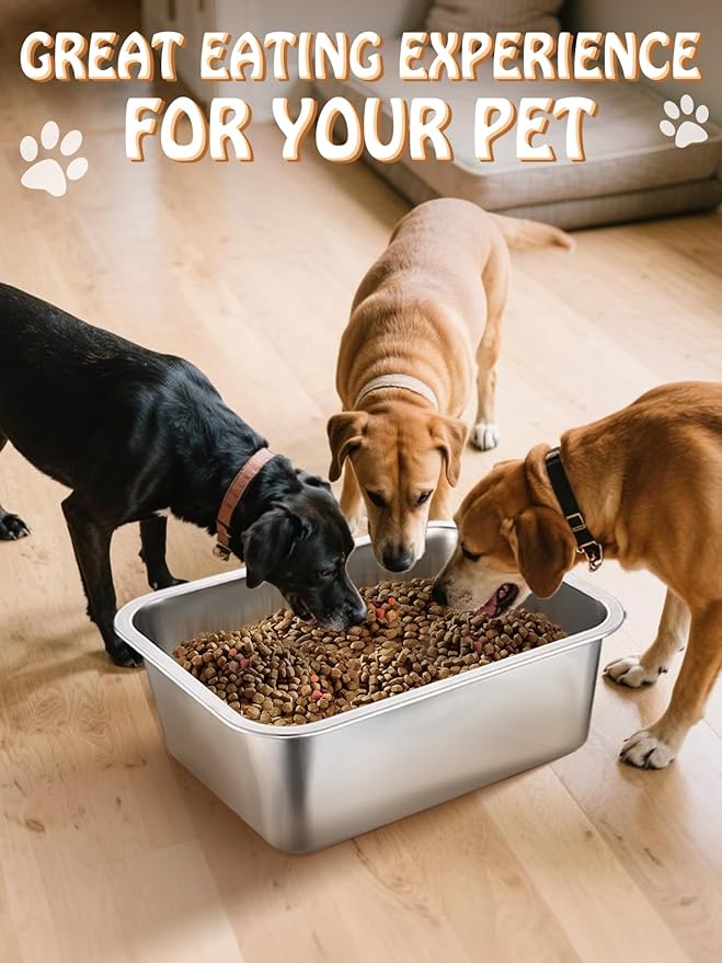 4 Gallons Extra Large Dog Bowls - High Capacity Food Grade Stainless Steel Dog Water and Food Bowl No Spilling, Durable for X-Large Multiple Large Breed Dogs Indoor Outdoor