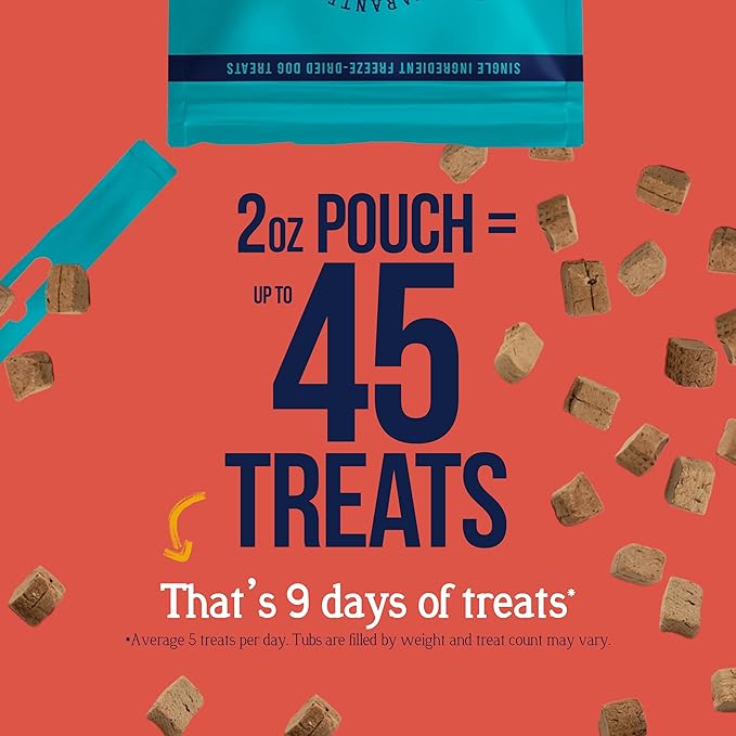 Stewart Single Ingredient Freeze Dried Raw Dog Treats, Beef Liver, 2 Ounce, Approx. 45 Pieces per Resealable Pouch, Training Treats or Meal Topper, High Protein, Grain Free, Gluten Free