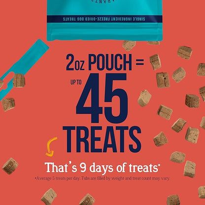 Stewart Single Ingredient Freeze Dried Raw Dog Treats, Beef Liver, 2 Ounce, Approx. 45 Pieces per Resealable Pouch, Training Treats or Meal Topper, High Protein, Grain Free, Gluten Free