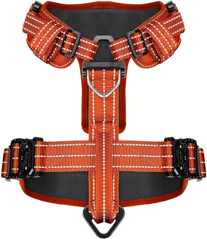ICEFANG Dog Strap Harness with All-Metal Hardware,for X-Large Sized Dog,K9 Vest,Y-Shape Soft Padding,Adjustable Pet Harness,No-Pull Front Leash Clip (X-Large (Pack of 1), Orange)