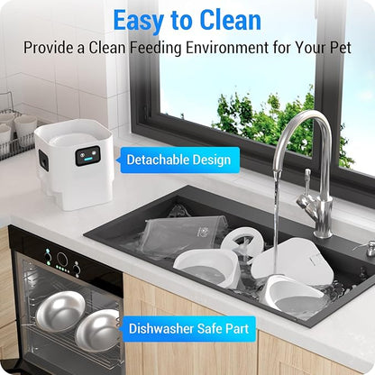 Automatic Cat Feeder with Two HD Camera for 2 Cats: 5G WiFi Automatic Dog Feeder with Night Vision & Slow Feed, 7L Auto Cat Food Dispenser for Multiple Pet, Detachable for Cleaning - 29 Cup