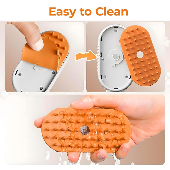 4-in-1 Multi-Functional Pet Hair Removal Tool with Shedding, Cleaning, Massage & Combing Features- Steam Deshedding Brush, Dog Brush for Shedding and Cat Brushes for Indoor Cats -Orange