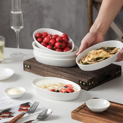 UIBFCWN Au Gratin Baking Dishes, 7.5''x4.5'' Ceramic Oval Baking Dish for Single Serving, Individual Casserole Dishes Oven Safe, Au Gratin Pans for Lasagna & Cobblers, 11.5oz, Set of 4