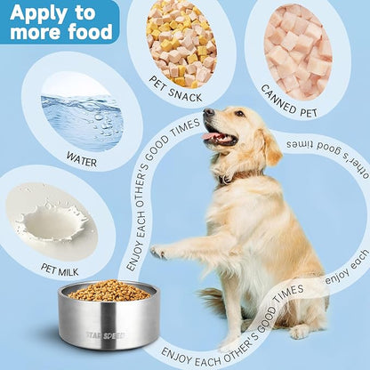 100oz Large Stainless Steel Dog Bowl. Extra Large Dog Water Bowls for Large Dogs with Rubber Bottom, Drop Resistant and Durable, Keeps Cold, Fits Different Size Big Dog Food Bowls.(100 OZ, Stainless)