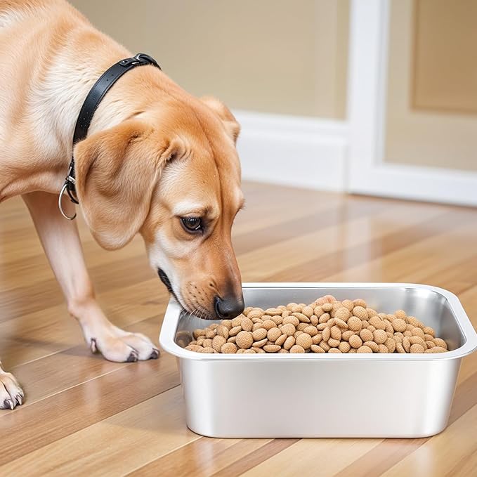 2 Pcs Stainless Steel Bowls for Large Dogs High Capacity Metal Dogs Food and Water Bowls for Big Pets