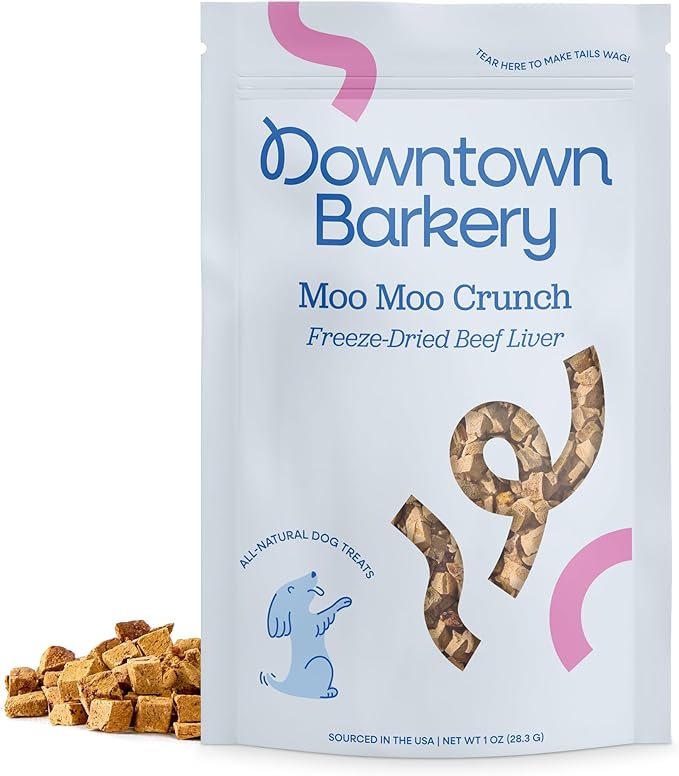 Downtown Barkery Freeze Dried Dog Treats - Single Ingredient, Low Calorie, Rich in Vitamins and Minerals - All Natural - Freeze Dried Beef Liver Dog Treats, 1 Oz