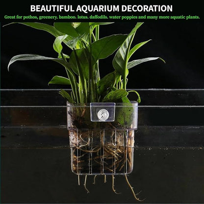 2 PCS Aquarium Plant Holder Top Hanging Fish Tank Plant Pot Aquarium Planter Cups for Water Feature Decoration