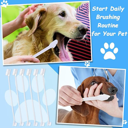 Honeydak Dog Toothbrush Bulk Dual Headed Dental Brushes Dogs Tooth Brushing Kit Long Handle Pet Tooth Brush for Puppy Large Small Cats and Most Pets Teeth Cleaning Dental Supplies(70 Pcs,White)