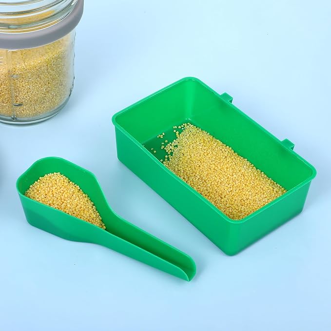 2 Pcs Hanging Plastic Food Water Bowls, Bird Feeders for Cage, Small Animal Feeder Bowl, Cage Accessories, Replacement Feeder Bowls for Coop, Parrot, Small Animals (Green)