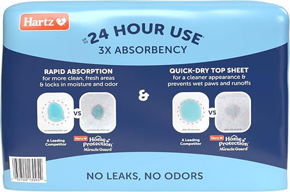 New! Hartz Home Protection Miracle Guard USA Made Dog Pads, Regular Size 25 Count, 3X Absorbency & 3X Longer use, Won't Leak and Odor Eliminating